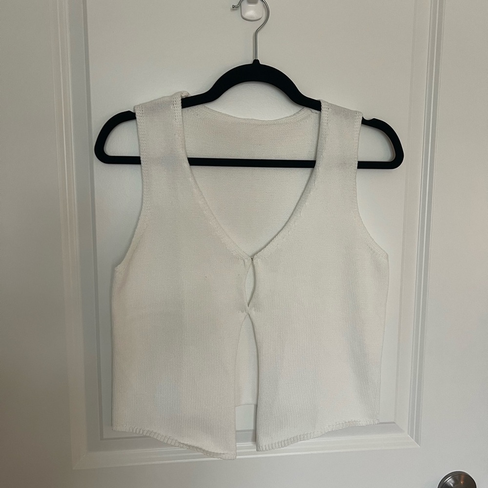 White Sleeveless Knit Top